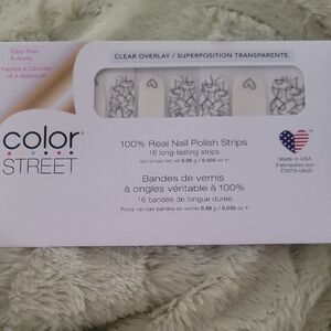 Color Street Clear Overlay Nail Strips with Black Floral Design